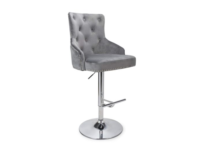 Flair Rocco Brushed Velvet Grey Bar Stool