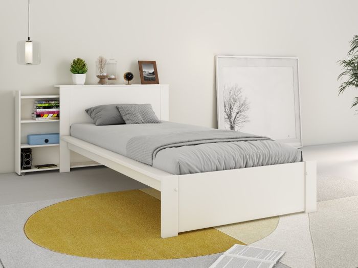 Noomi Juno Storage Bookcase Bed Single White
