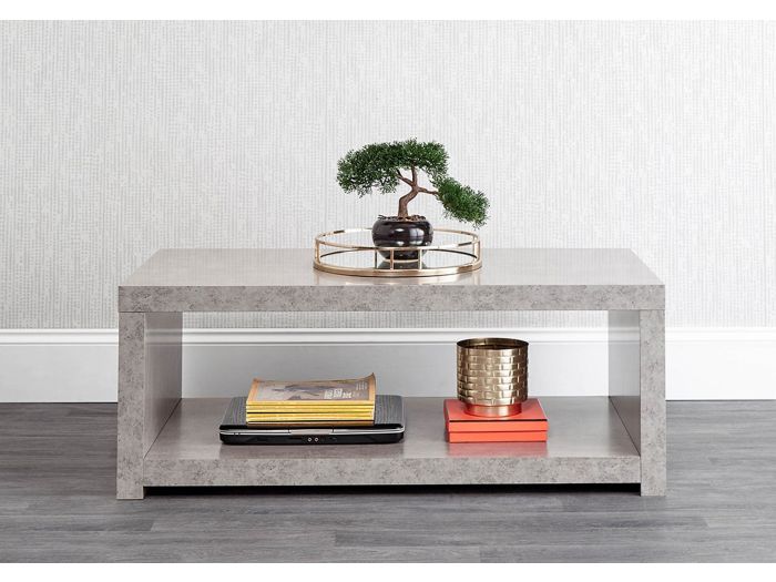 GFW Bloc Coffee Table with Shelf Modern minimalist design concrete effect malamine finish