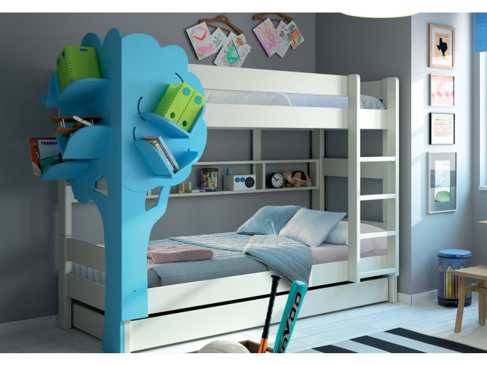 Mathy By Bols Dominique Bunk Bed with Trundle & Tree Bookcase
