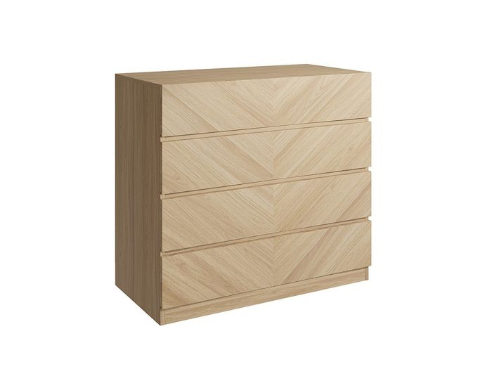 GFW Catania 4 Drawer Chest modern style herringbone design available in an oak or walnut effect finish