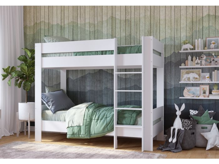 Kidsaw Coast Bunk Bed modern style with clean straight lines and wide panels available in grey and white