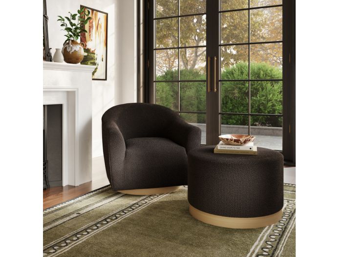 LPD Daphne Black & Natural Swivel Chair