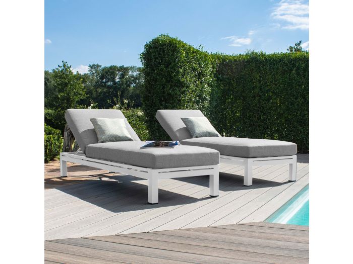 Maze Oslo Double Sunlounger Set - White