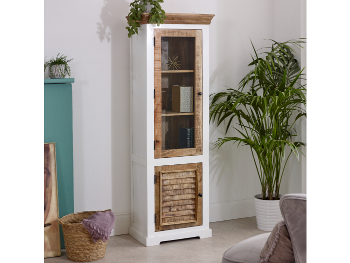 Indian Hub Alfie Wood Bookcase/Display Cabinet - 3 Shelves & 1 Door