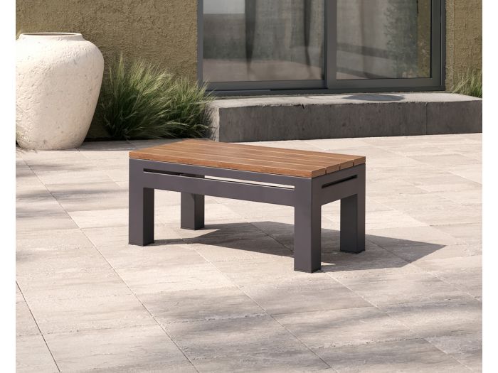 Maze Oslo Rectangular Teak Top Side Table - Charcoal