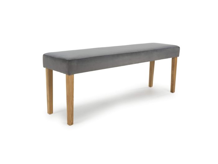 Flair Durham Large Backless Brushed Velvet Grey Bench