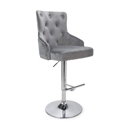 Flair Rocco Brushed Velvet Grey Bar Stool