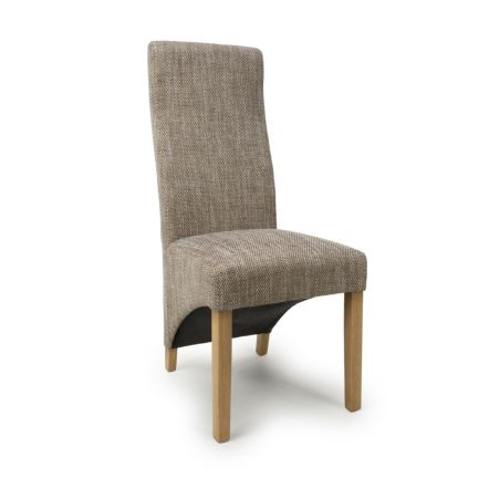 Flair Baxter Wave Back Tweed Oatmeal Dining Chair (Pair)