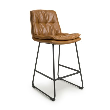 Flair Argyle Leather Effect Bar Chair (Pair)
