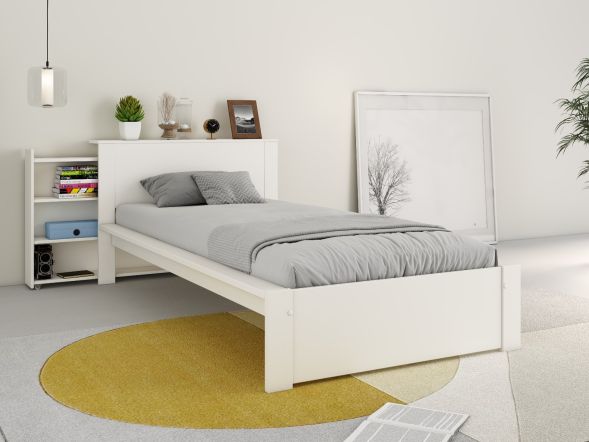 Noomi Juno Storage Bookcase Bed Single White
