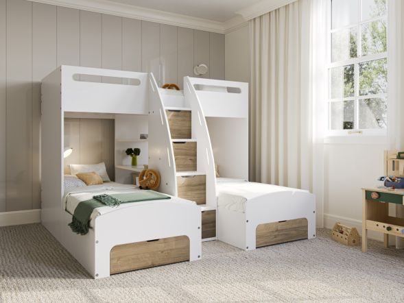 Flair Eddie Storage Triple Bunk Bed White/Oak
