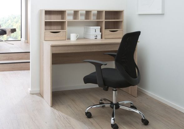 Alphason Albion Light Oak Desk with Hutch