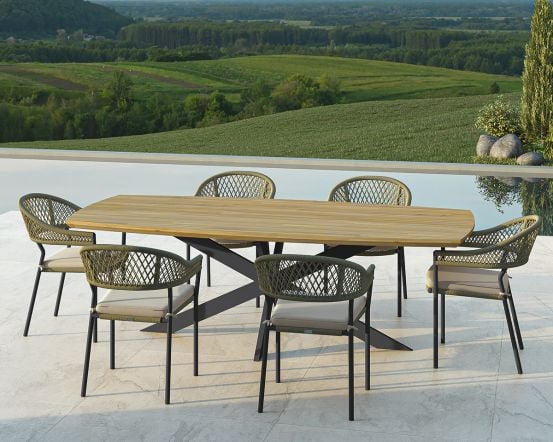 Maze Bali Rope Weave 6 Seat Oval Fixed Dining Set