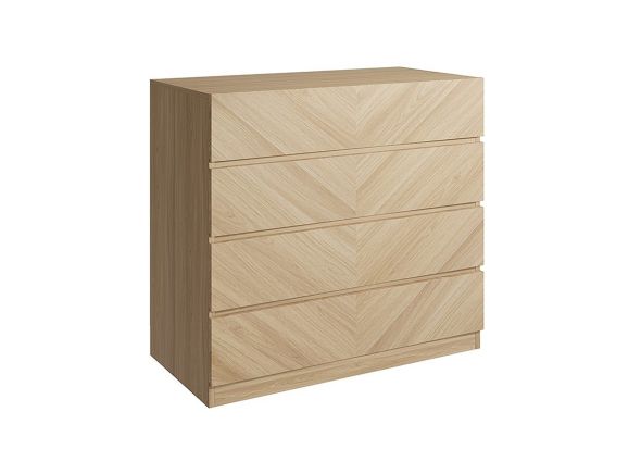 GFW Catania 4 Drawer Chest modern style herringbone design available in an oak or walnut effect finish