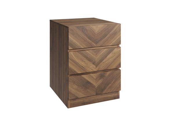 GFW Catania 3 Drawer Bedside Table modern style herringbone inspired design available in an oak or walnut effect finish