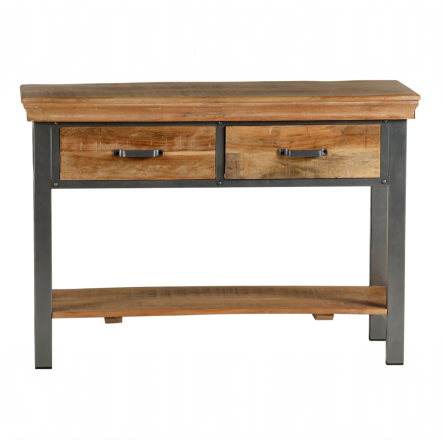 Indian Hub Metropolis Industrial 2 Drawer Console Table