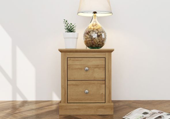 LPD Devon 2 Drawer Oak Bedside