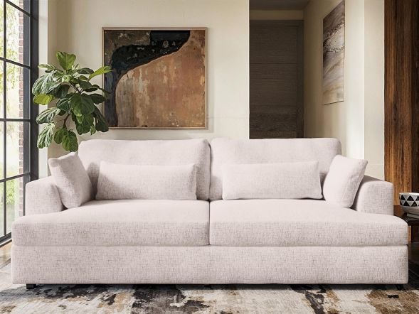 Solace+Co Drew 3 Seater Cream Chenille Sofa