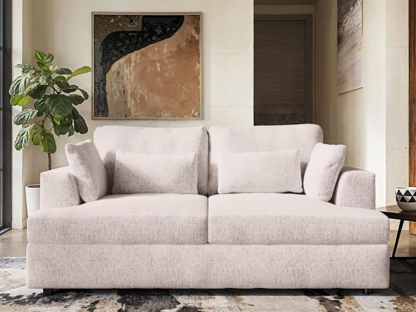 Solace+Co Drew 2 Seater Cream Chenille Sofa