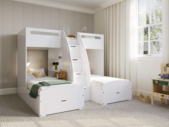 Flair Eddie Storage Triple Bunk Bed White