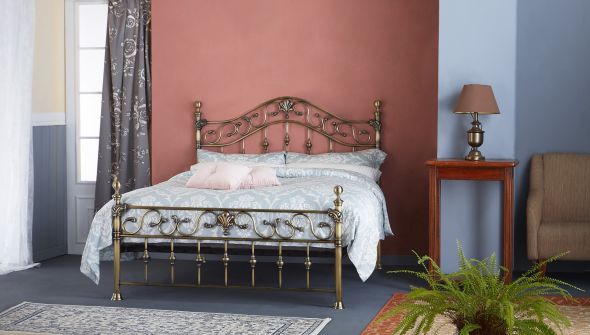 Harmony Elizabeth With Brass Finials Metal Bedframe
