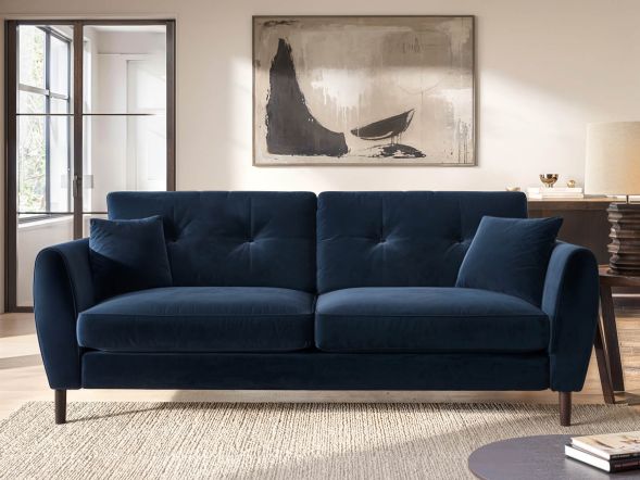 Solace+Co Ellison 3 Seater Navy Velvet Sofa