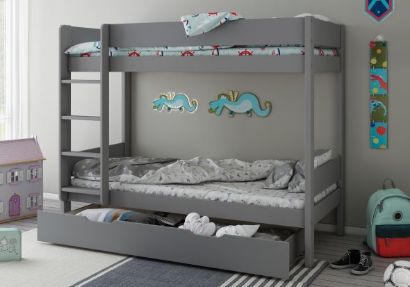 Kids Avenue Estella Grey Bunk Bed with Pull Out Drawer
