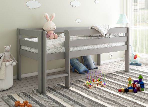 Noomi Solid Wood Shorty Midsleeper Grey (FSC-Certified)
