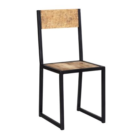 Indian Hub Cosmo Industrial Metal & Wood Dining Chair (Set of 2)