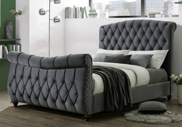 Sareer Lachelle Dark Grey Fabric Bed Frame
