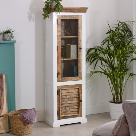 Indian Hub Alfie Wood Bookcase/Display Cabinet - 3 Shelves & 1 Door