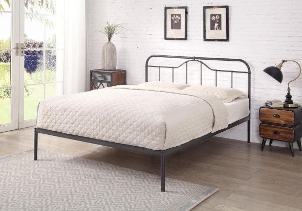 Flintshire Furniture Oakenholt Black & Silver Metal Bed Frame