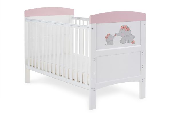 Obaby Grace Inspire Cot Bed - Me & Mini Me Elephants - Pink
