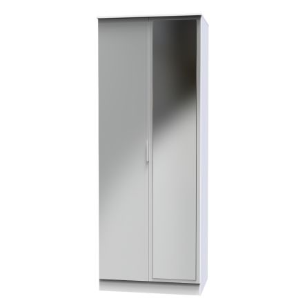 Welcome Furniture Plymouth 2ft6in Mirror Robe - Uniform Glass, White Matt