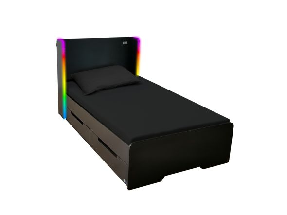 X Rocker Electra Bed With Trundle Drawers - LED Lighting - Black