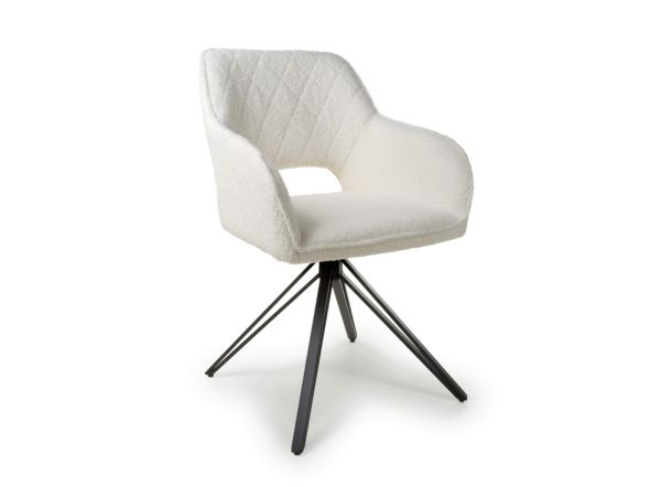 Flair Lincoln Swivel Boucle White Dining Chair (Pair)