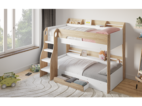 Flair Flick Bunk Bed Oak With Storage