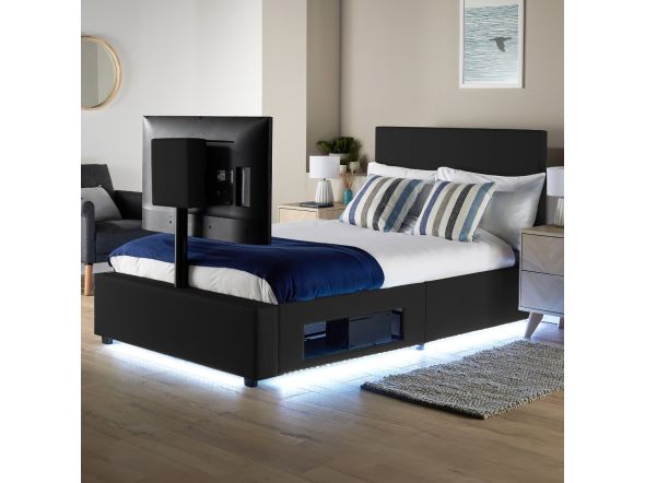 X Rocker Ava Upholstered TV Bed Black