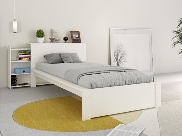 Noomi Juno Storage Bookcase Bed Single White
