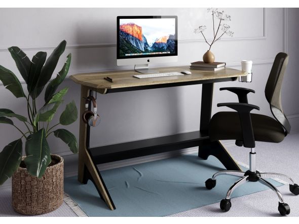 Alphason Jersey Black and Oak Finish Desk With Holders