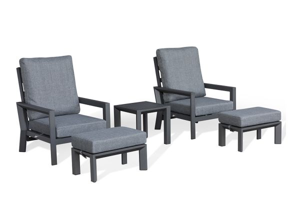 Maze Manhattan 2 Seat Reclining Lounge Set - Grey