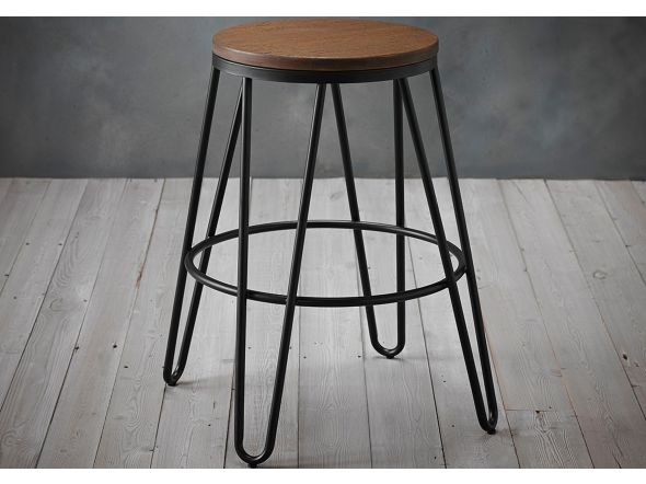 LPD Ikon Wood Seat With Metal Hairpin Leg Bar Stool