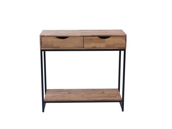 LPD Mirelle Console Table Solid Oak Black Metal Frame