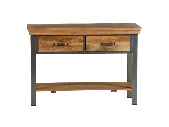 Indian Hub Metropolis Industrial 2 Drawer Console Table