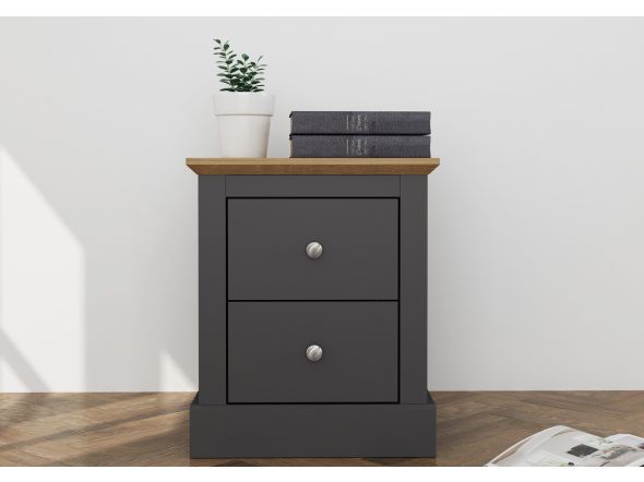 LPD Devon 2 Drawer Charcoal & Oak Bedside