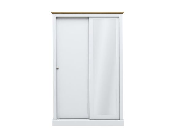 LPD Devon White & Oak 2 Door Sliding Mirrored Wardrobe