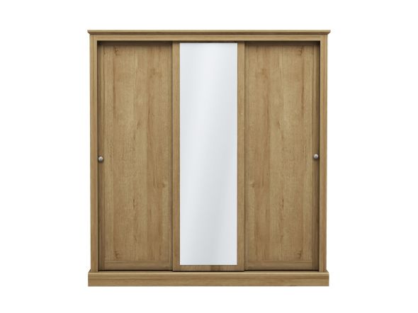 LPD Devon Oak 3 Door Sliding Mirrored Wardrobe