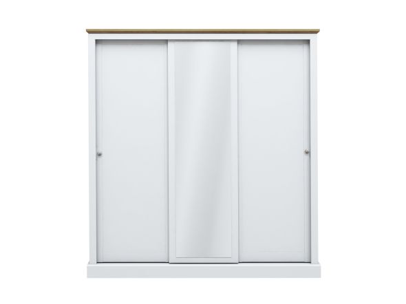 LPD Devon White & Oak 3 Door Sliding Mirrored Wardrobe