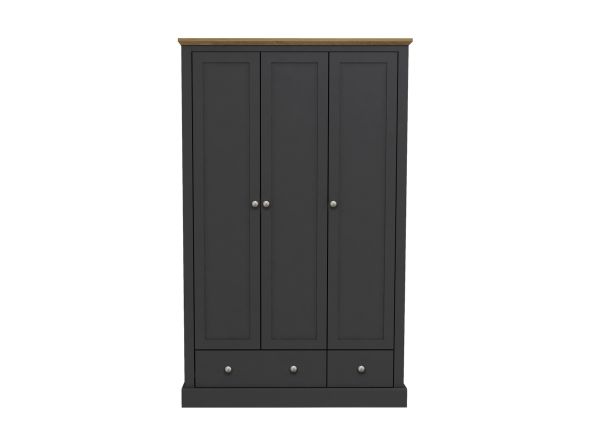 LPD Devon 3 Door 2 Drawer Charcoal & Oak Wardrobe